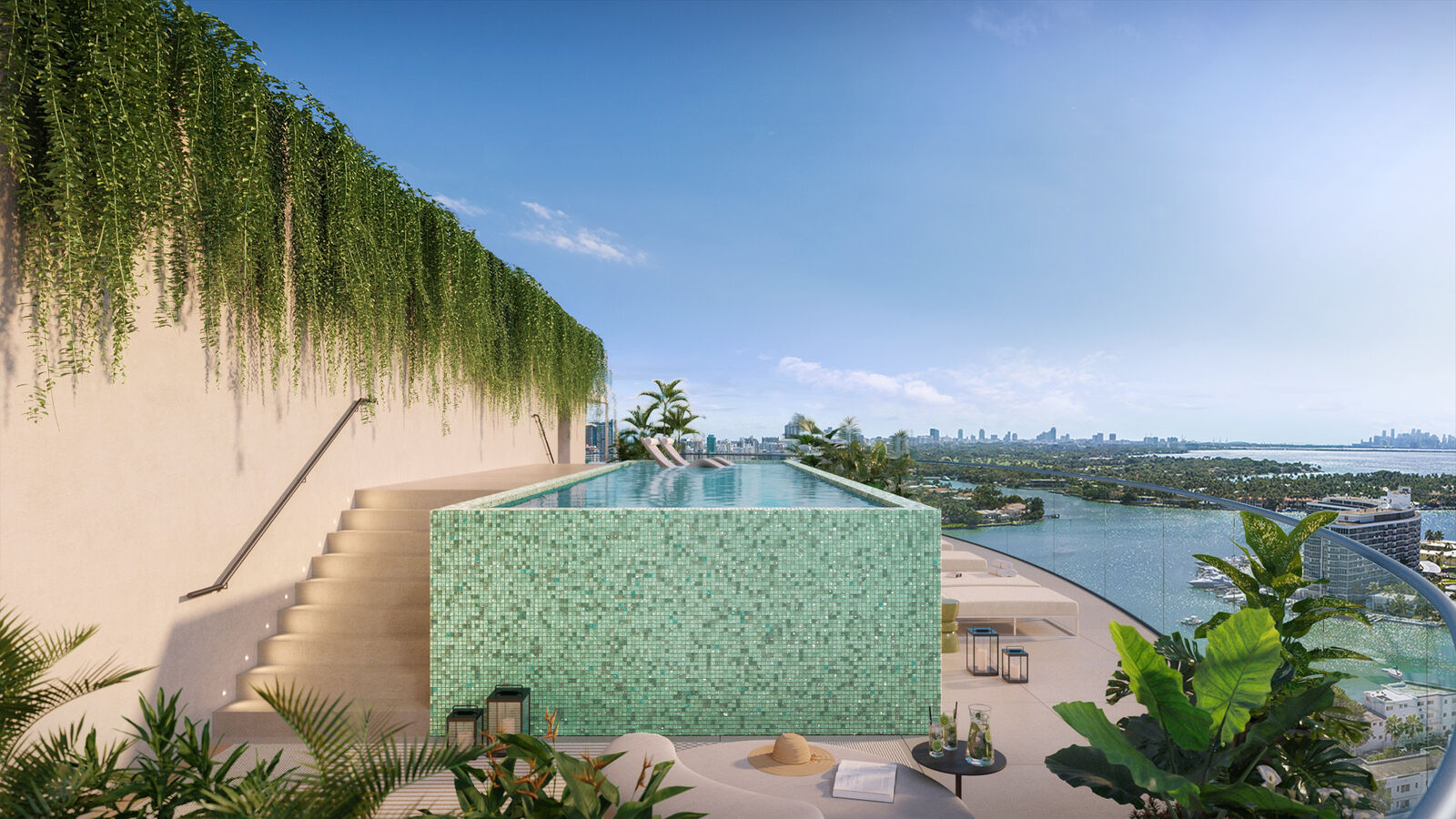 Private penthouse rooftop pool at 72 Carlyle, developer rendering