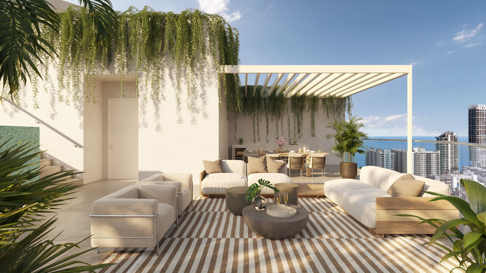 Private penthouse rooftop lounge at 72 Carlyle, developer rendering